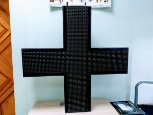 Светодиодное табло (крест для аптек) 80х80х16х2 Green