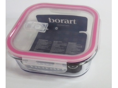 Container pătrat cu capac BORART 15cm 800ml