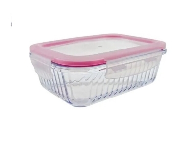 Container dreptunghiular riflat cu capac BORART 380ml