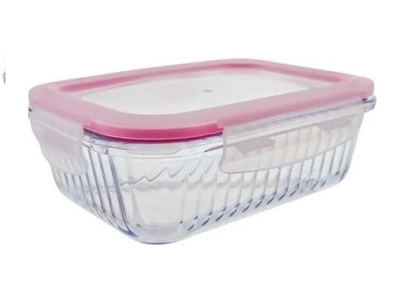 Container dreptunghiular riflat cu capac BORART 1040ml